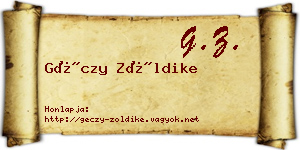 Géczy Zöldike névjegykártya
